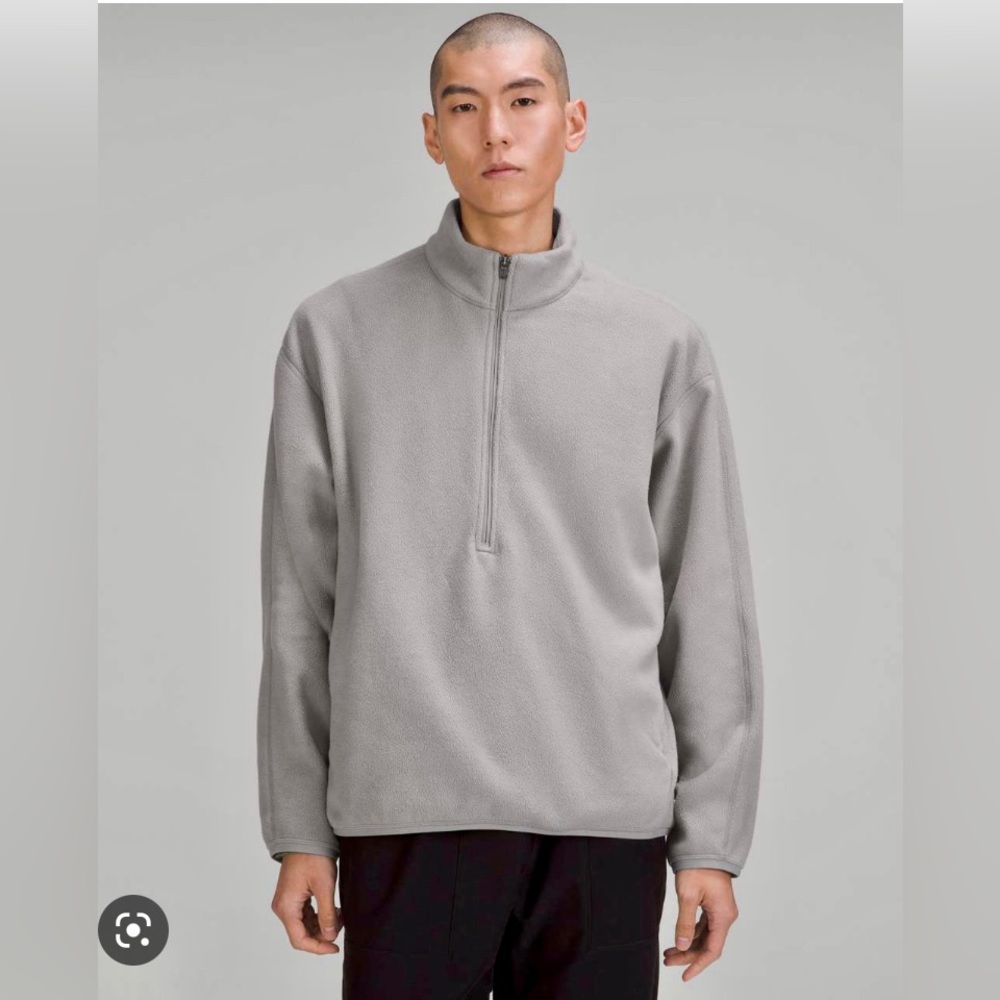 Mens Lululemon Oversize Fleece Half Zip Gull Grey Size Large
